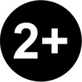 2+: Til børn fra 2 år + symbol (sort)